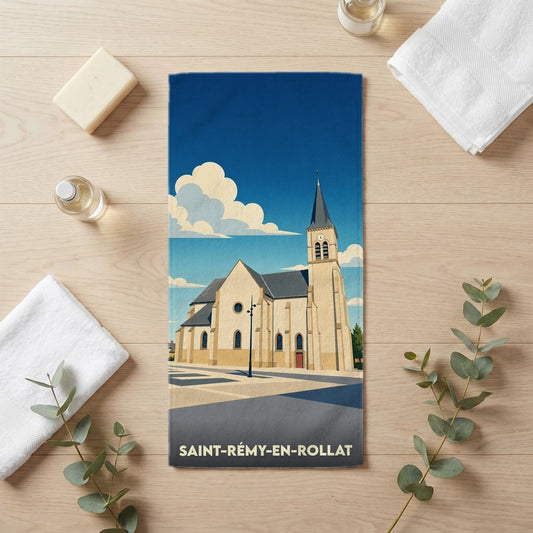 Serviette de bain 30 cm x 60 cm souvenir de Saint-Rémy-en-Rollat