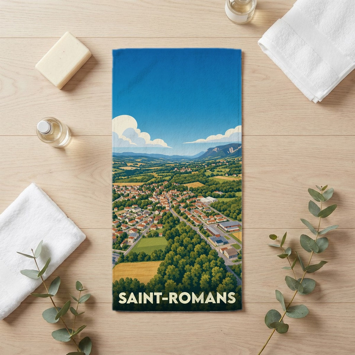 Serviette de bain 30 cm x 60 cm souvenir de Saint-Romans