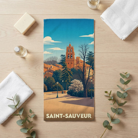 Serviette de bain 30 cm x 60 cm souvenir de Saint-Sauveur