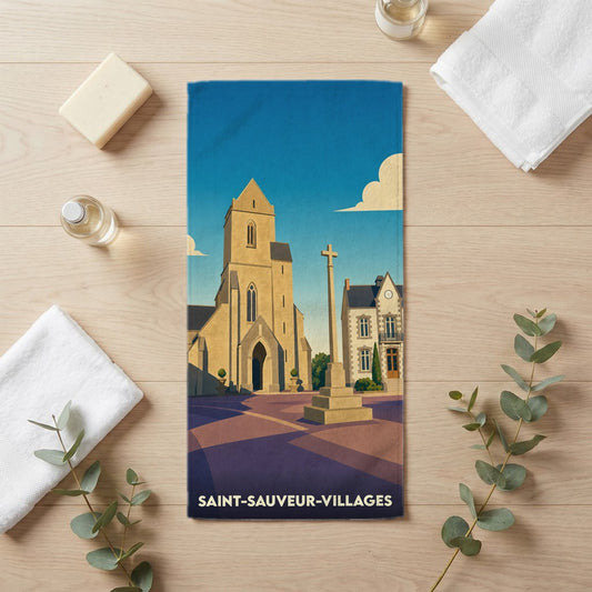 Serviette de bain 30 cm x 60 cm souvenir de Saint-Sauveur-Villages