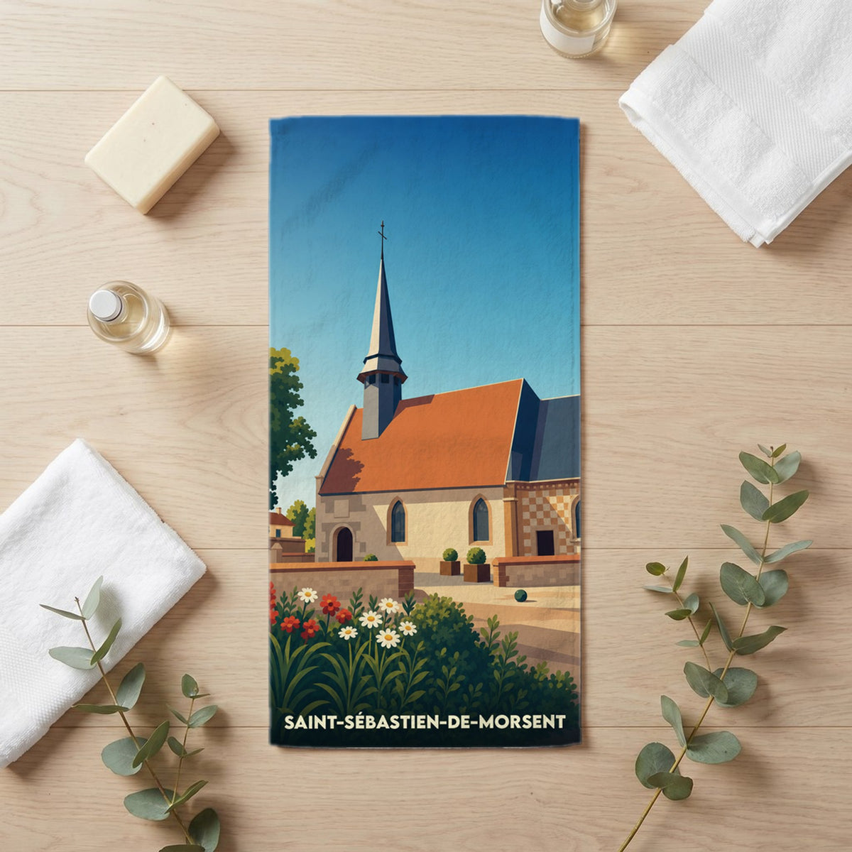 Serviette de bain 30 cm x 60 cm souvenir de Saint-Sébastien-de-Morsent