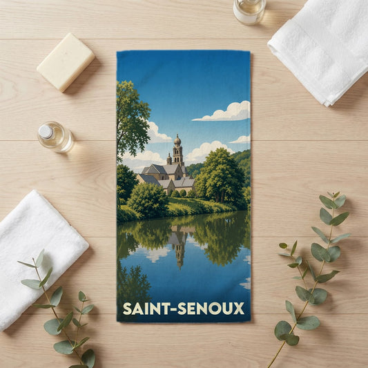 Serviette de bain 30 cm x 60 cm souvenir de Saint-Senoux