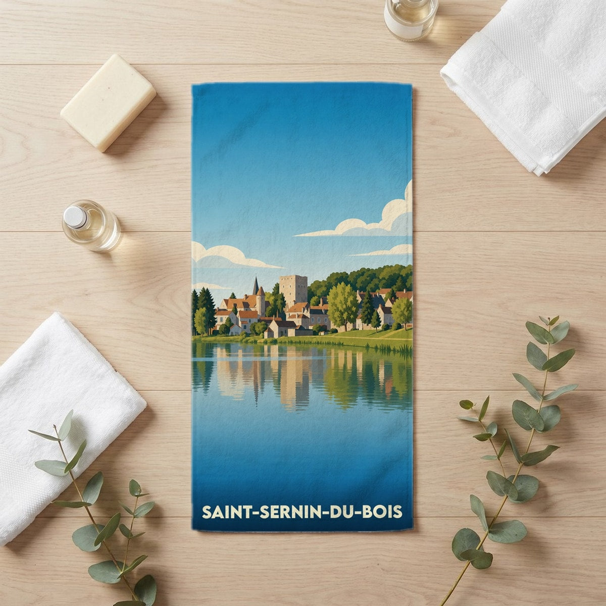 Serviette de bain 30 cm x 60 cm souvenir de Saint-Sernin-du-Bois