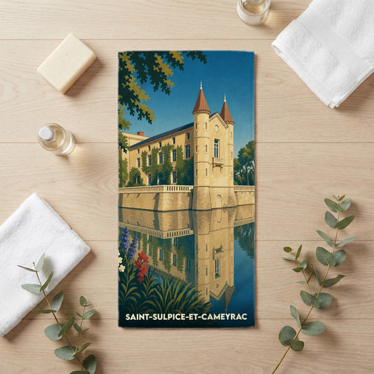 Serviette de bain 30 cm x 60 cm souvenir de Saint-Sulpice-et-Cameyrac