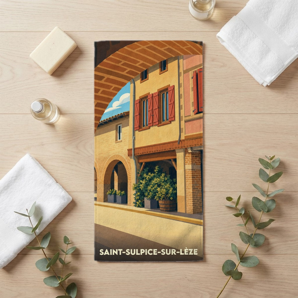 Serviette de bain 30 cm x 60 cm souvenir de Saint-Sulpice-sur-Lèze