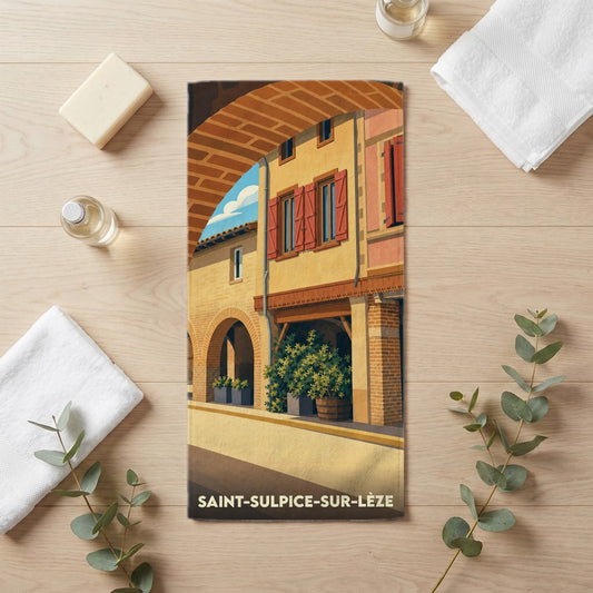 Serviette de bain 30 cm x 60 cm souvenir de Saint-Sulpice-sur-Lèze