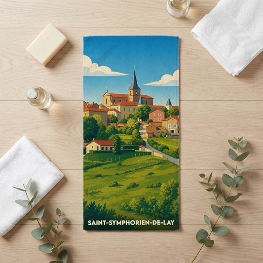 Serviette de bain 30 cm x 60 cm souvenir de Saint-Symphorien-de-Lay