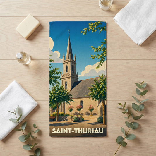 Serviette de bain 30 cm x 60 cm souvenir de Saint-Thuriau
