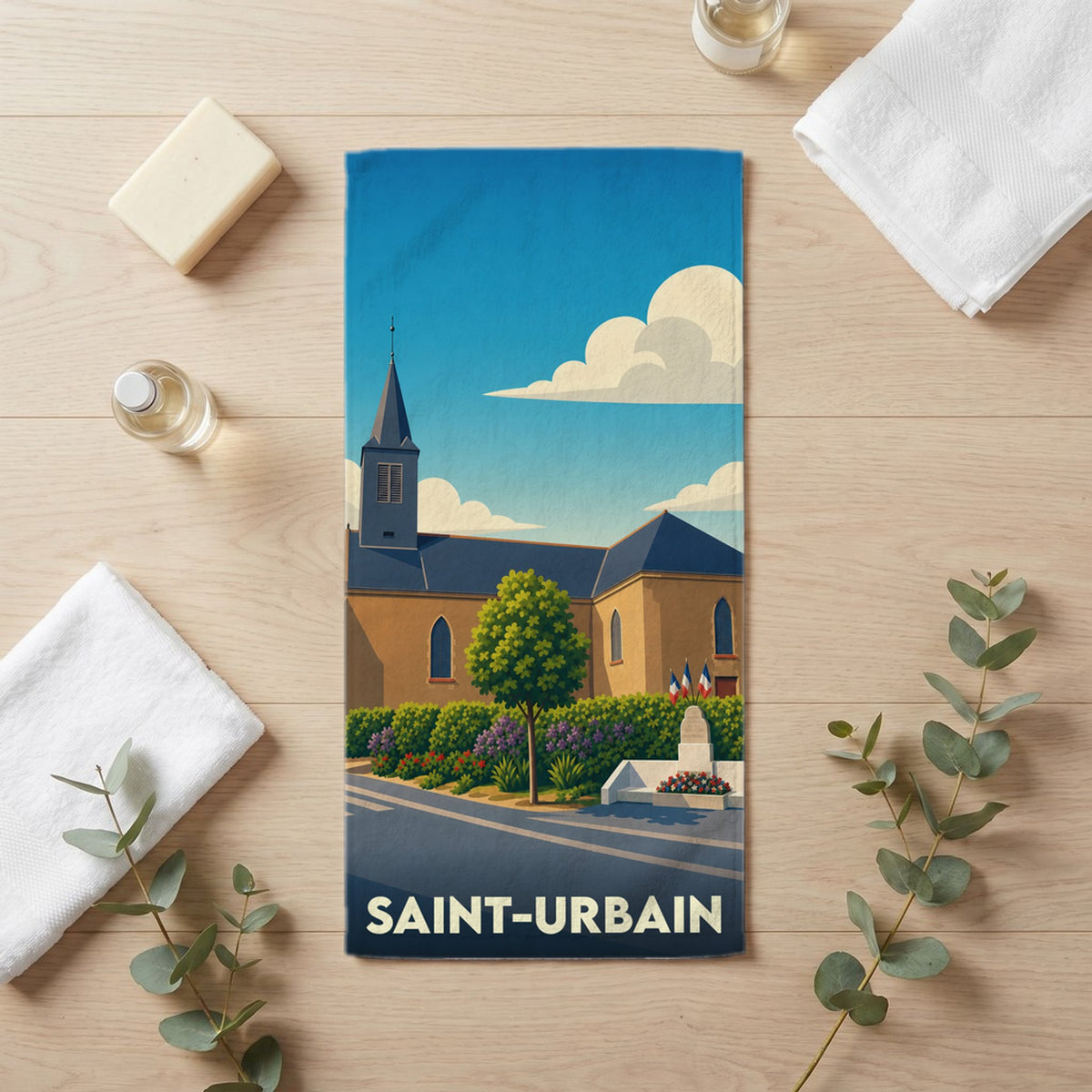 Serviette de bain 30 cm x 60 cm souvenir de Saint-Urbain