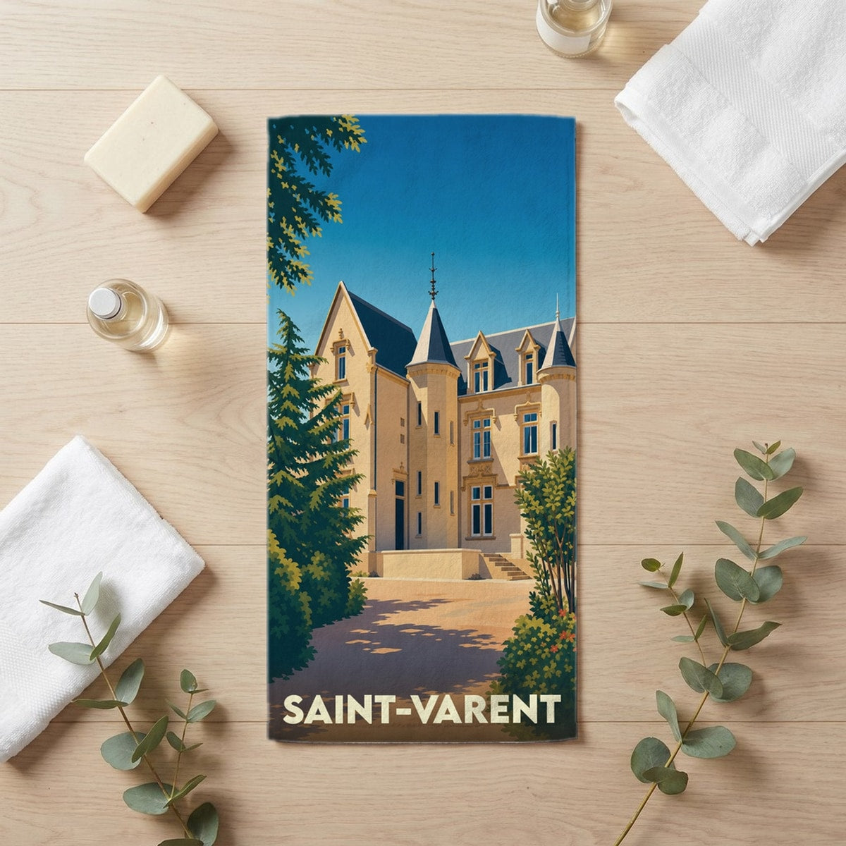 Serviette de bain 30 cm x 60 cm souvenir de Saint-Varent