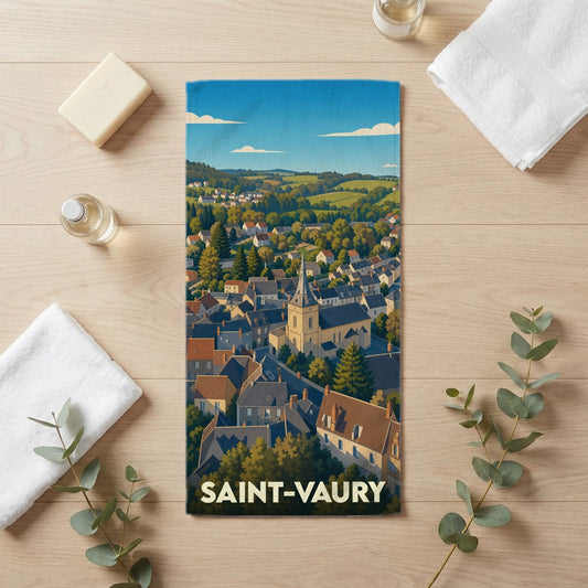 Serviette de bain 30 cm x 60 cm souvenir de Saint-Vaury