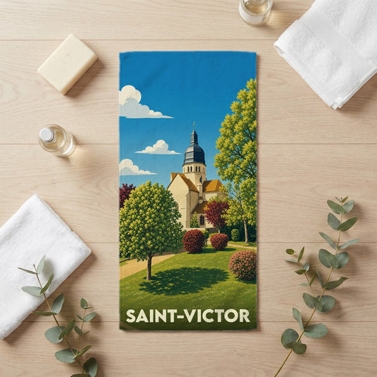 Serviette de bain 30 cm x 60 cm souvenir de Saint-Victor
