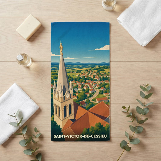 Serviette de bain 30 cm x 60 cm souvenir de Saint-Victor-de-Cessieu