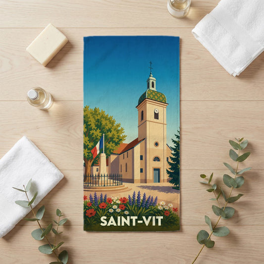 Serviette de bain 30 cm x 60 cm souvenir de Saint-Vit