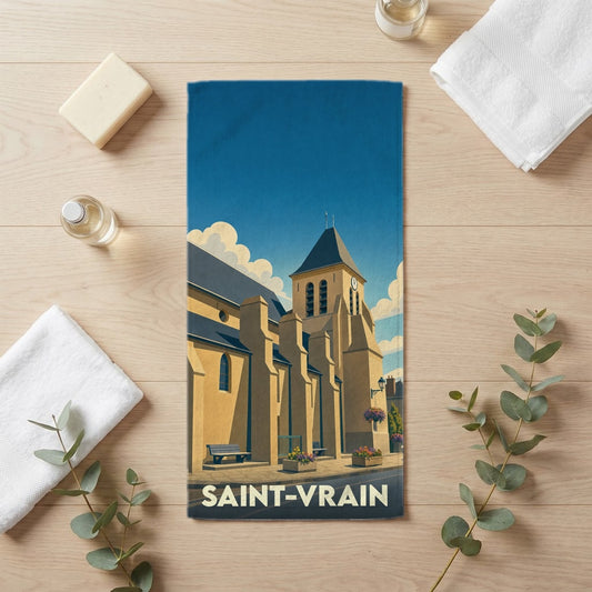 Serviette de bain 30 cm x 60 cm souvenir de Saint-Vrain