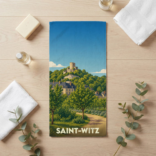 Serviette de bain 30 cm x 60 cm souvenir de Saint-Witz