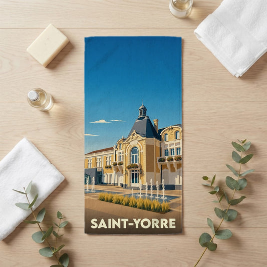 Serviette de bain 30 cm x 60 cm souvenir de Saint-Yorre