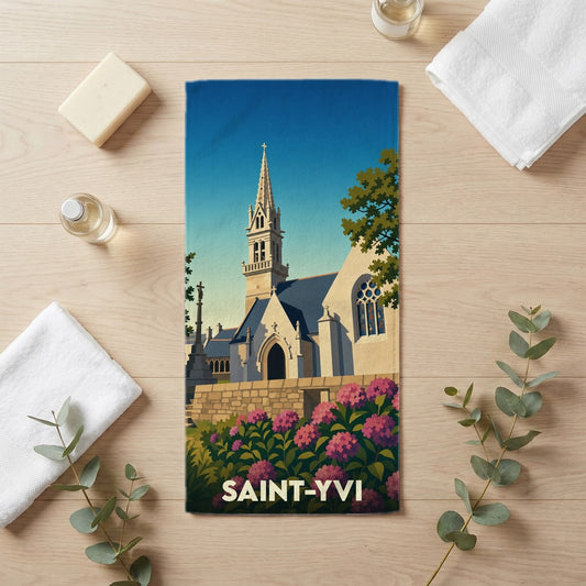 Serviette de bain 30 cm x 60 cm souvenir de Saint-Yvi