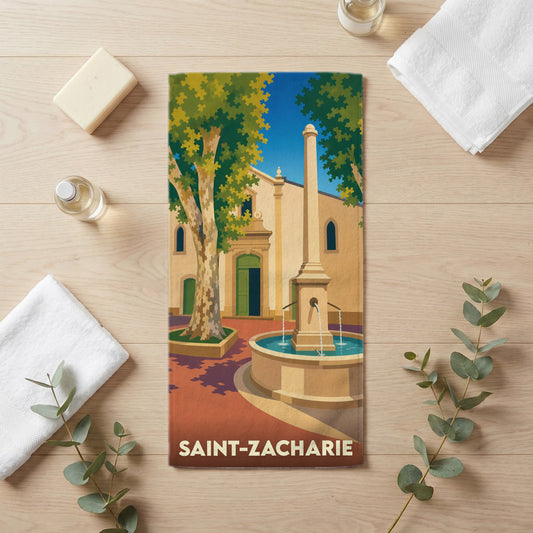 Serviette de bain 30 cm x 60 cm souvenir de Saint-Zacharie