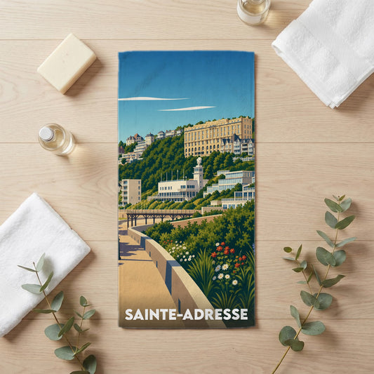 Serviette de bain 30 cm x 60 cm souvenir de Sainte-Adresse