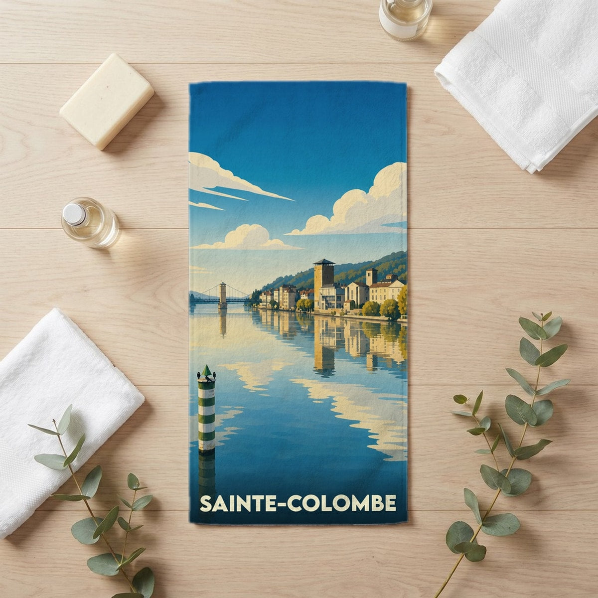 Serviette de bain 30 cm x 60 cm souvenir de Sainte-Colombe