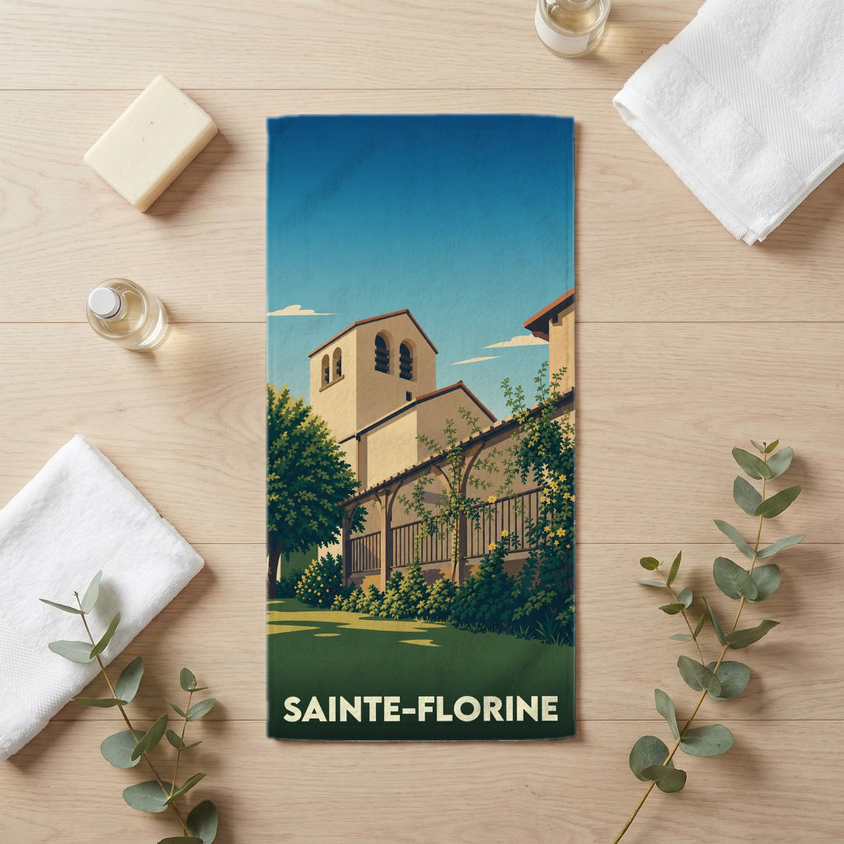 Serviette de bain 30 cm x 60 cm souvenir de Sainte-Florine