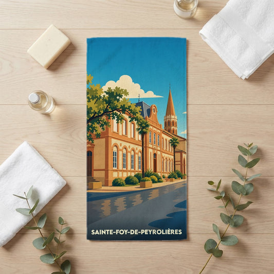Serviette de bain 30 cm x 60 cm souvenir de Sainte-Foy-de-Peyrolières