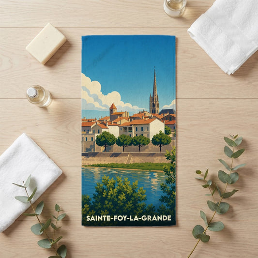 Serviette de bain 30 cm x 60 cm souvenir de Sainte-Foy-la-Grande