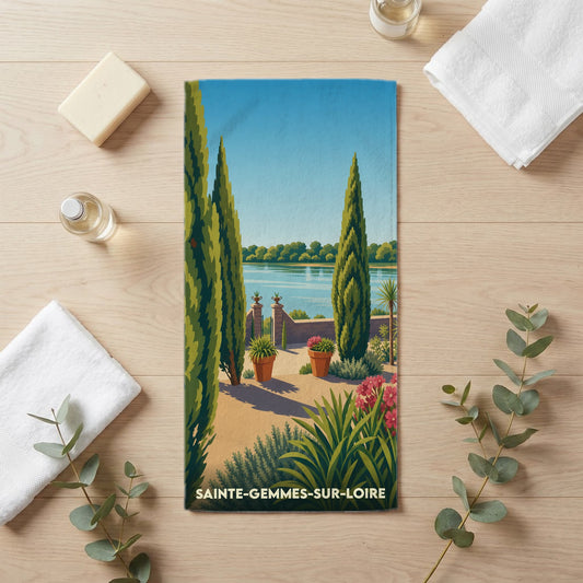 Serviette de bain 30 cm x 60 cm souvenir de Sainte-Gemmes-sur-Loire
