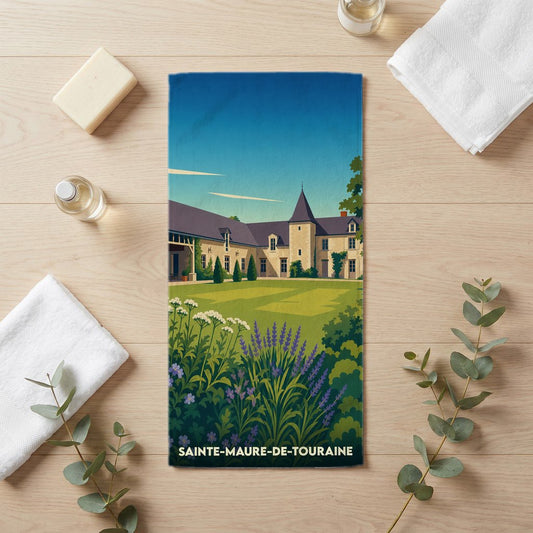 Serviette de bain 30 cm x 60 cm souvenir de Sainte-Maure-de-Touraine