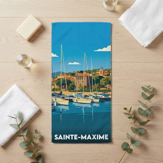 Serviette de bain 30 cm x 60 cm souvenir de Sainte-Maxime
