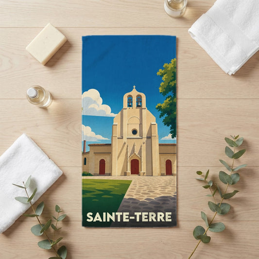 Serviette de bain 30 cm x 60 cm souvenir de Sainte-Terre