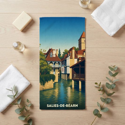 Serviette de bain 30 cm x 60 cm souvenir de Salies-de-Béarn