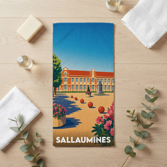 Serviette de bain 30 cm x 60 cm souvenir de Sallaumines