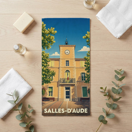 Serviette de bain 30 cm x 60 cm souvenir de Salles-d'Aude