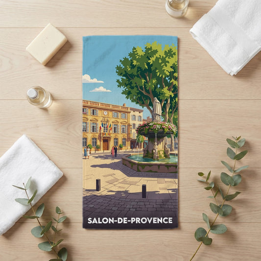 Serviette de bain 30 cm x 60 cm souvenir de Salon-de-Provence