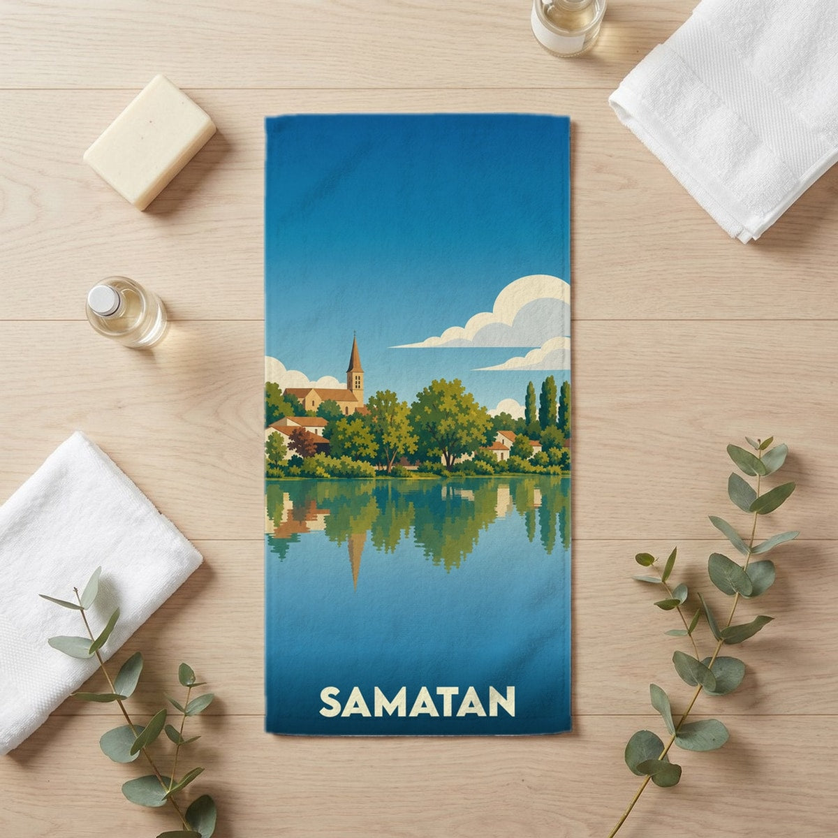 Serviette de bain 30 cm x 60 cm souvenir de Samatan