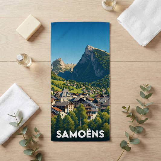 Serviette de bain 30 cm x 60 cm souvenir de Samoëns