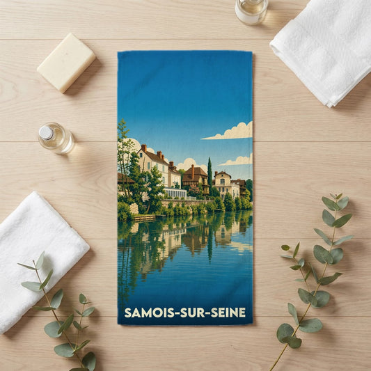 Serviette de bain 30 cm x 60 cm souvenir de Samois-sur-Seine