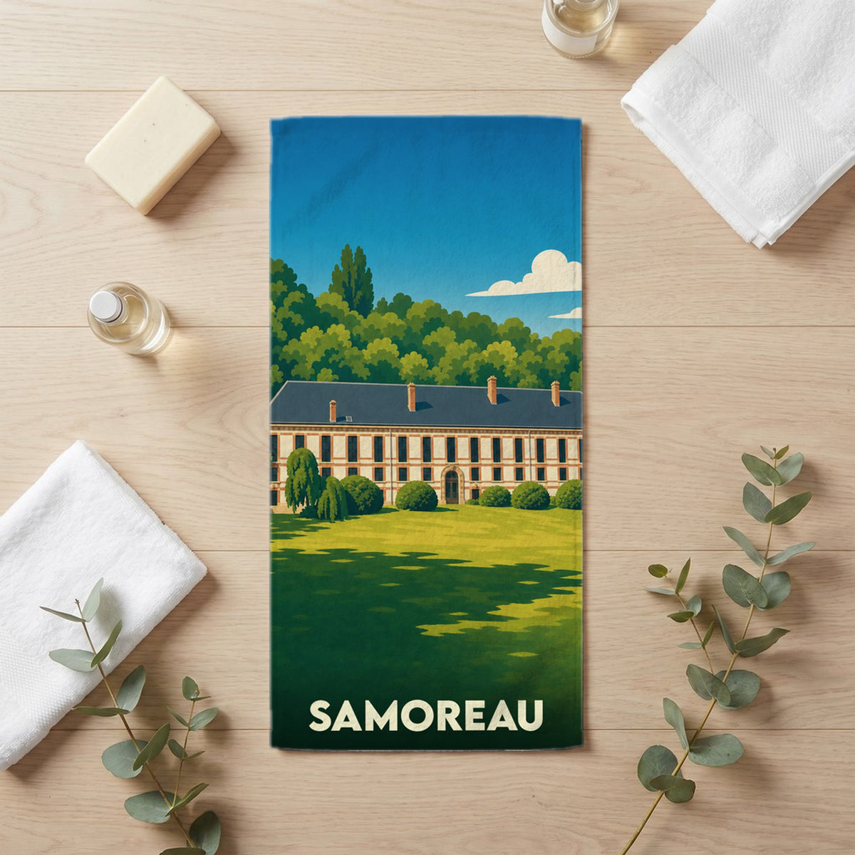 Serviette de bain 30 cm x 60 cm souvenir de Samoreau