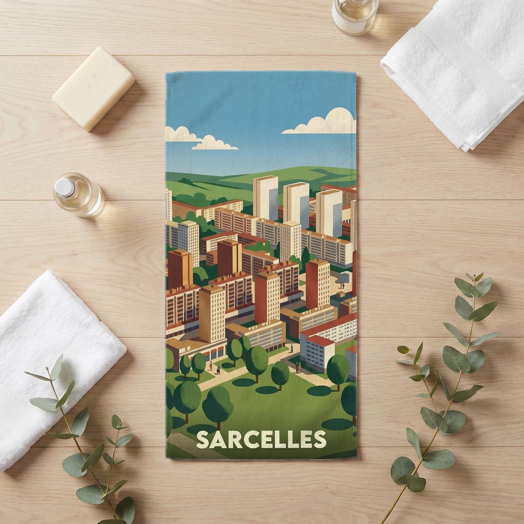 Serviette de bain 30 cm x 60 cm souvenir de Sarcelles