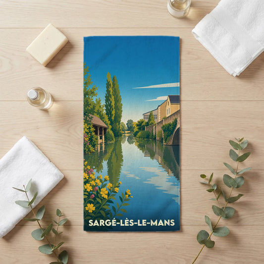 Serviette de bain 30 cm x 60 cm souvenir de Sargé-lès-le-Mans