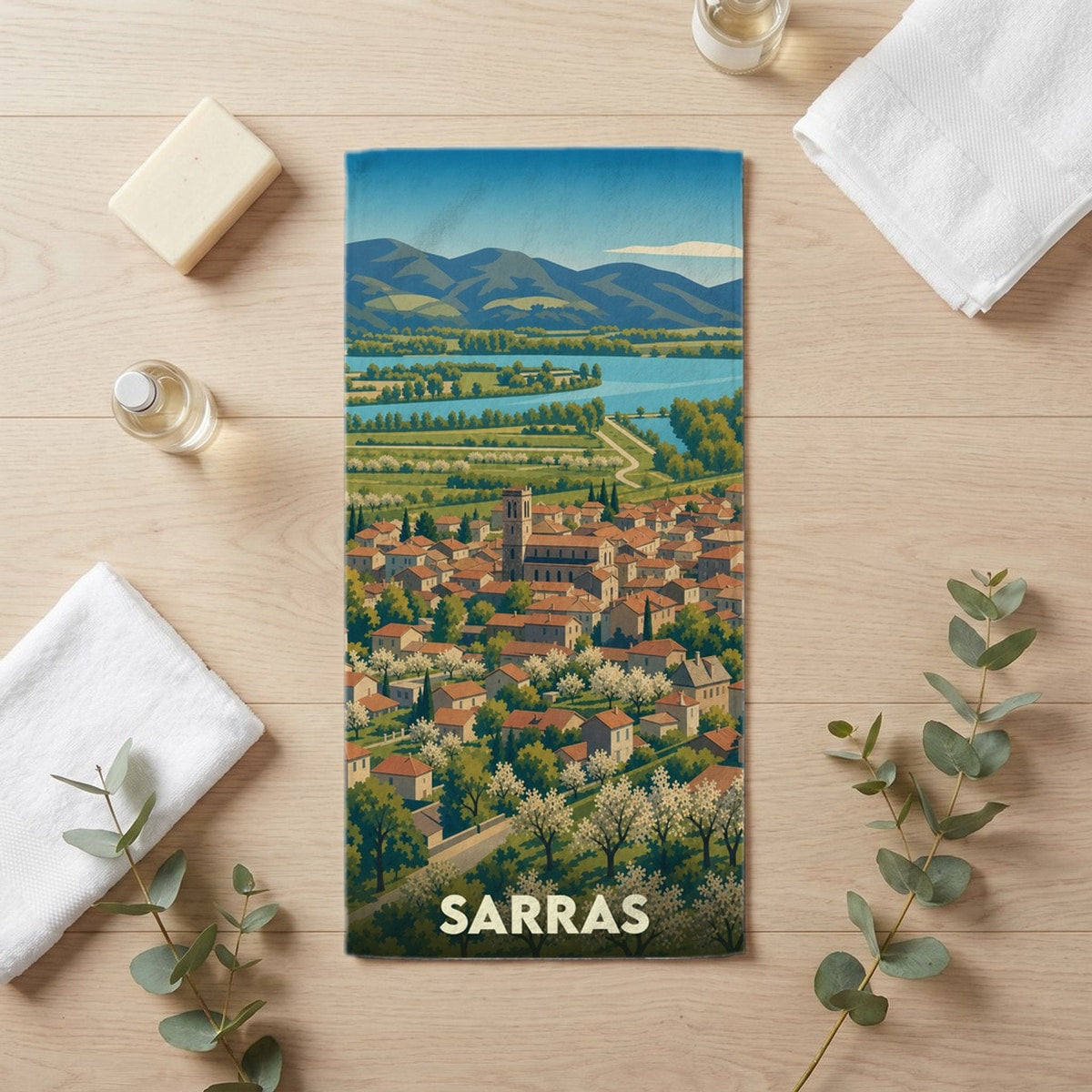 Serviette de bain 30 cm x 60 cm souvenir de Sarras