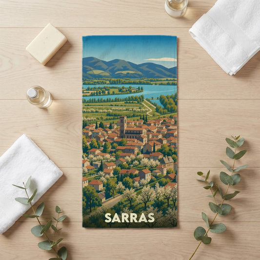 Serviette de bain 30 cm x 60 cm souvenir de Sarras