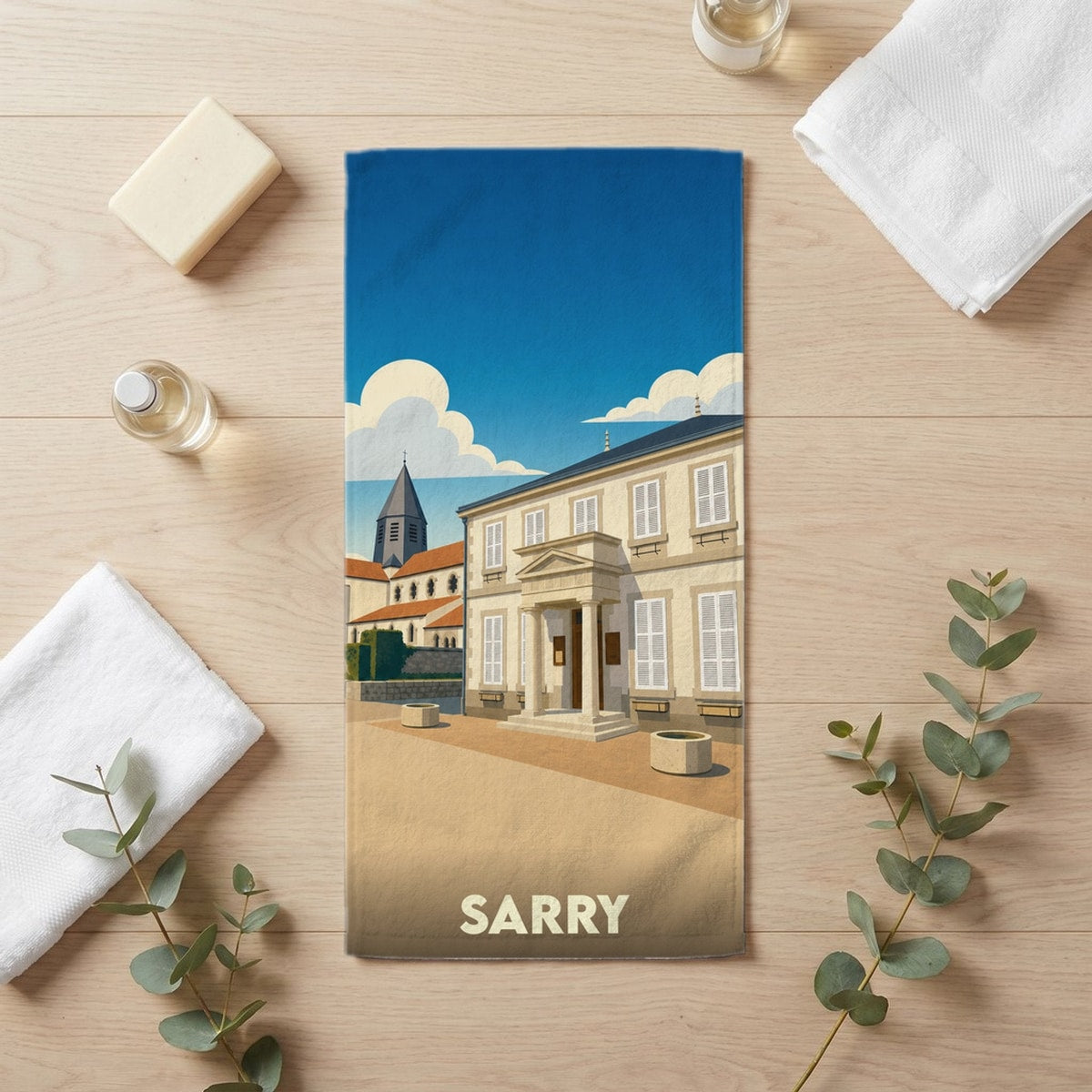 Serviette de bain 30 cm x 60 cm souvenir de Sarry