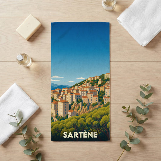 Serviette de bain 30 cm x 60 cm souvenir de Sartène