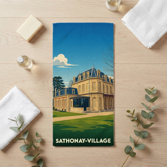 Serviette de bain 30 cm x 60 cm souvenir de Sathonay-Village