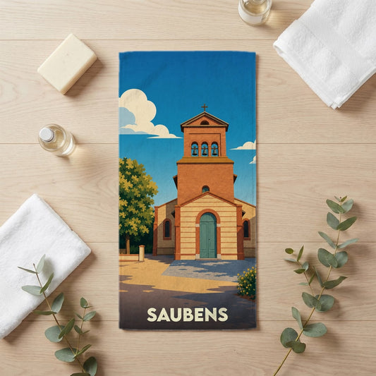 Serviette de bain 30 cm x 60 cm souvenir de Saubens