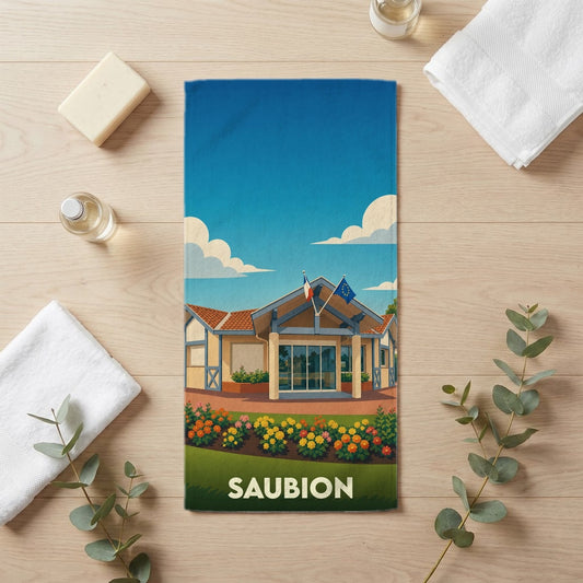Serviette de bain 30 cm x 60 cm souvenir de Saubion