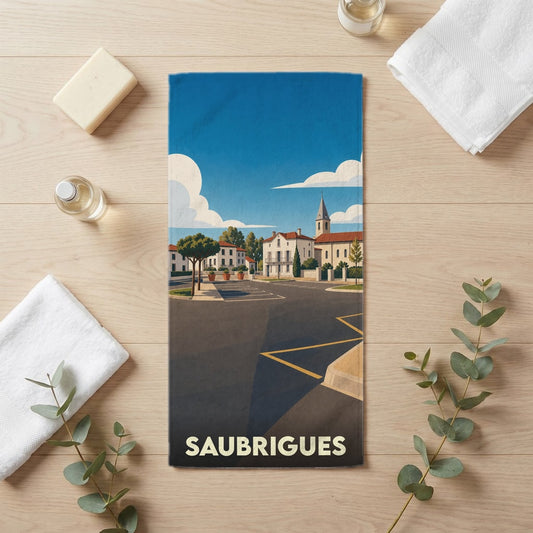 Serviette de bain 30 cm x 60 cm souvenir de Saubrigues